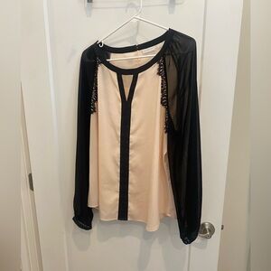 New York & Company Black and Cream Blouse